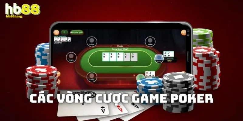 Các vòng cược mà bạn sẽ trải qua khi chơi game Poker trên điện thoại.